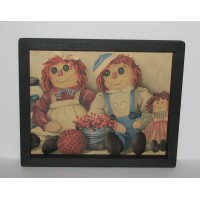 Raggedy Ann and Andy 9 inch x 11 inch Primitive Country wall  decor   312118539776